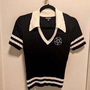 Hot topic collared v neck shirt